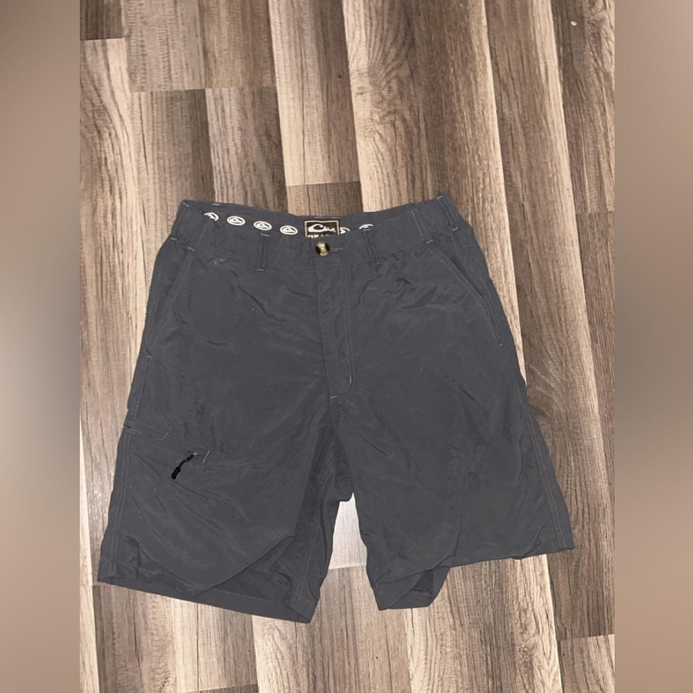 Men’s drake 32-34 medium shorts gray southern hunting ducks zipper pocket summer